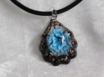 Glass Necklace Style 1 Light Blue 4mm Leather Cord